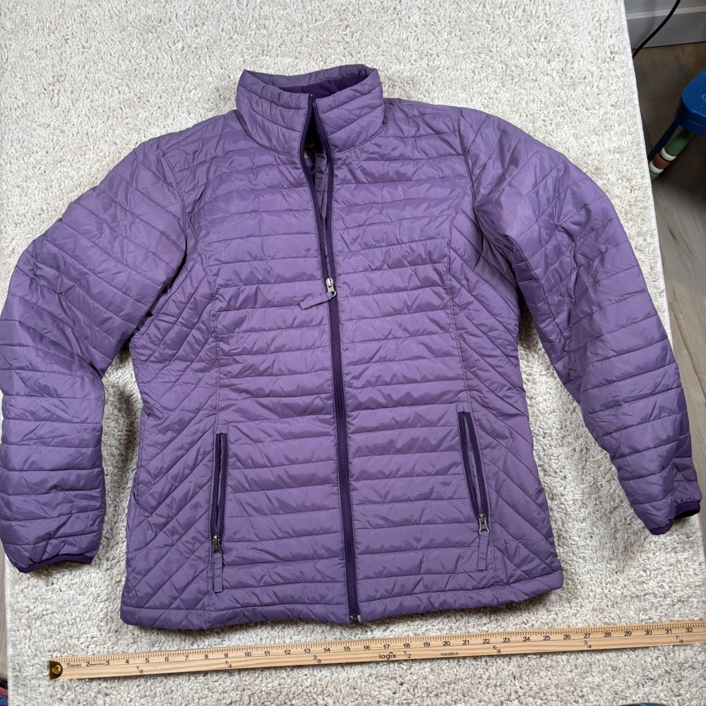 Duluth Trading Co Quilted Puffer Jacket Purple Full Zip Women's Size L